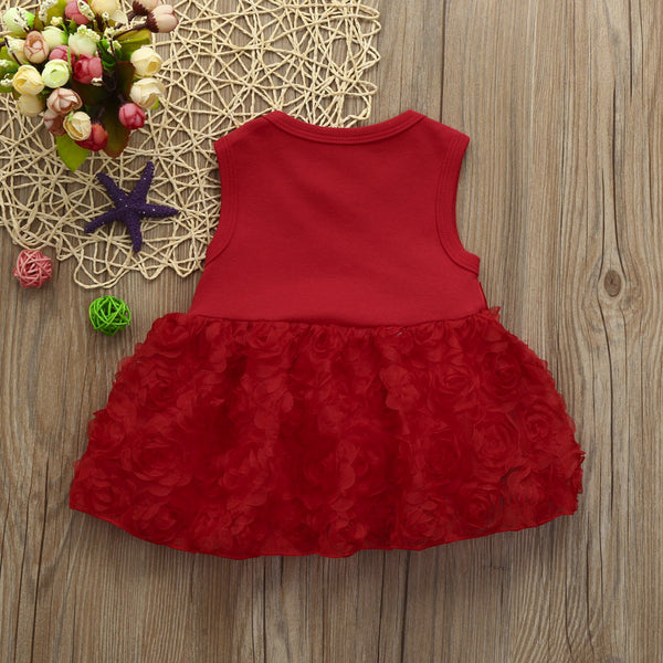 2019 New Baby Girls Red Flower Dresses (0-5 Years)