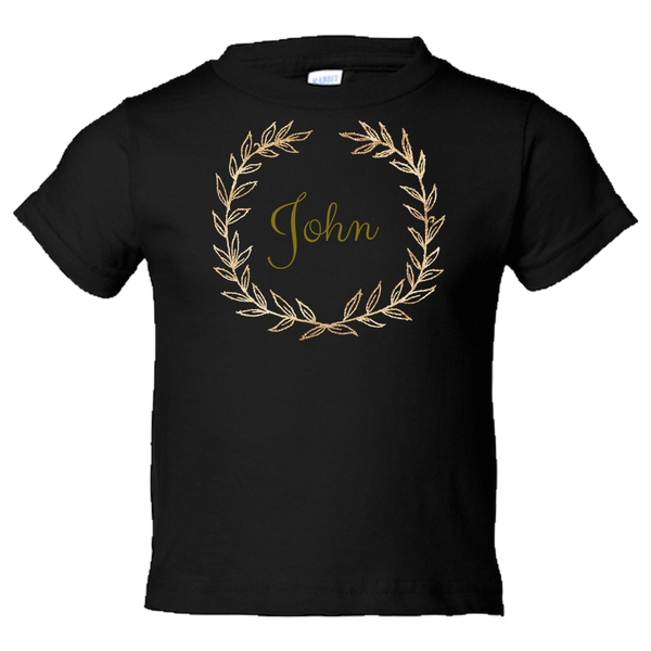 Unique Personalized Custom Name Initial Golden Wreath Toddler Tees Family Matching Clothing Set