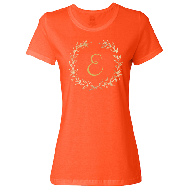 Unique Personalized Custom Name Initial Golden Wreath Ladies Classic Tees Family Matching Clothing Set