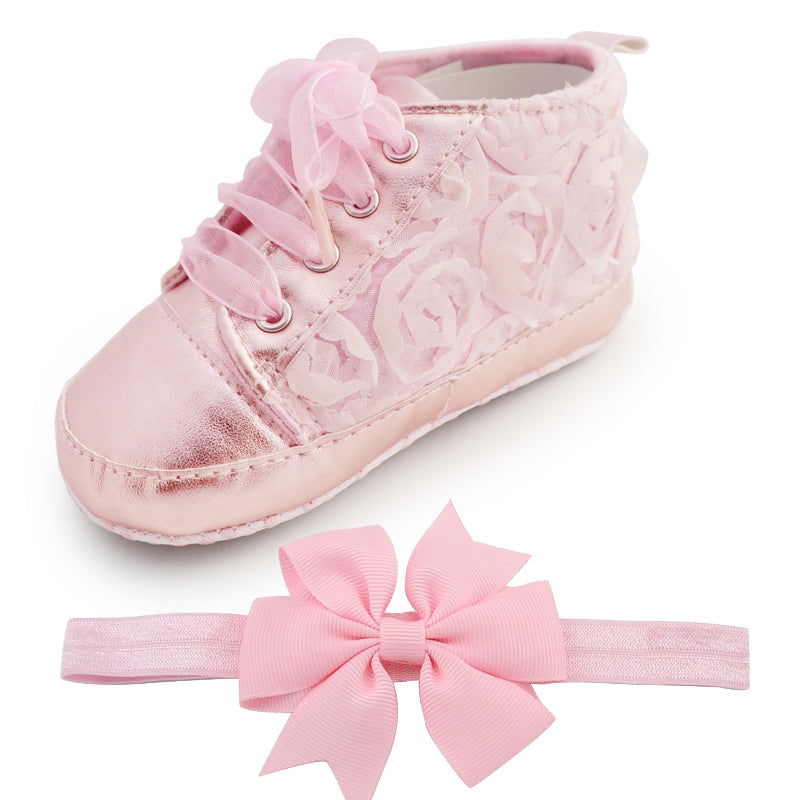 Fashion Flower Soft Baby Shoes & Headband (Set)