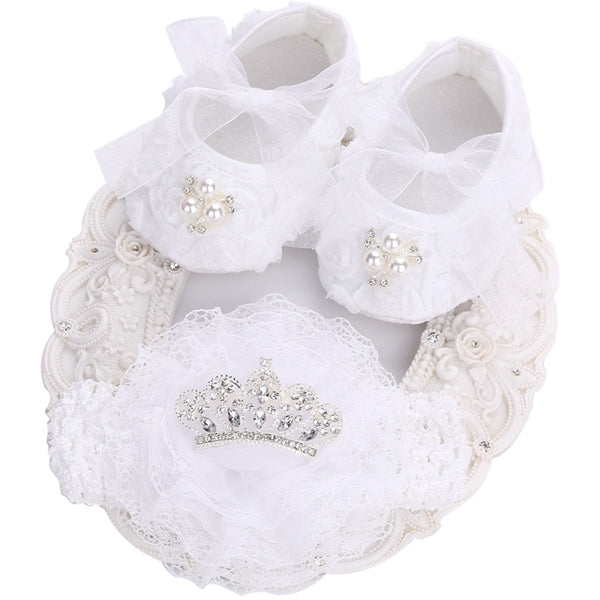 Princess Crown Headband + Rhinestone Baby Shoes