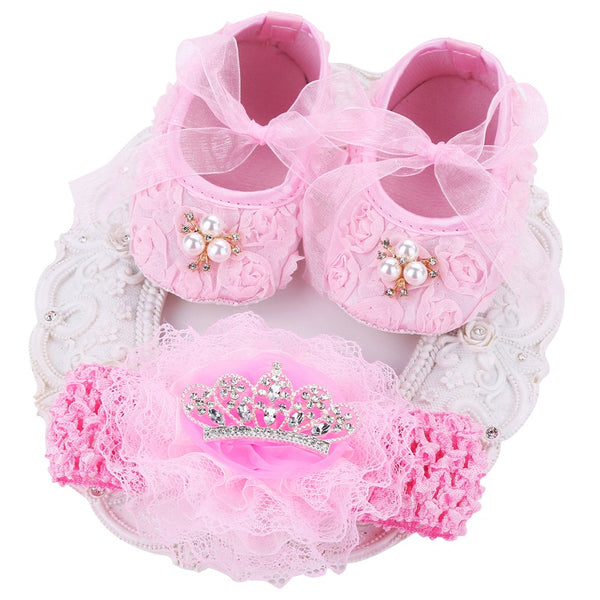 Princess Crown Headband + Rhinestone Baby Shoes