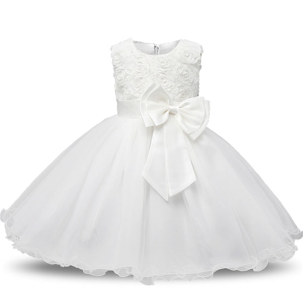 Little Girls’ 3D Flower Formal Wedding Bridesmaid Party Dress Sequin Dress Princess Tulle Dresses (Warm Color Series)
