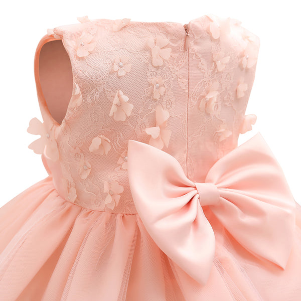 Girl Princess Flower Bow Knot Lace Baby Girls Party Dress