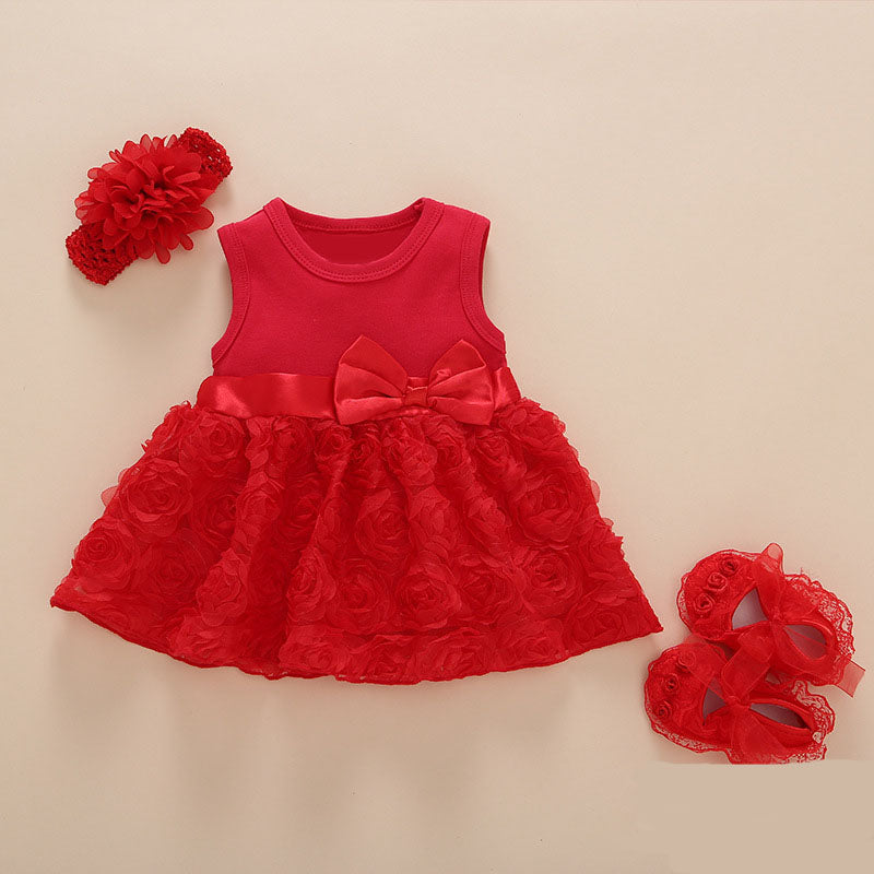 2019 Baby Girls Lace Red Floral Dress Set (0-2years) FLASH SALE [Over 50% OFF + Free Shipping]