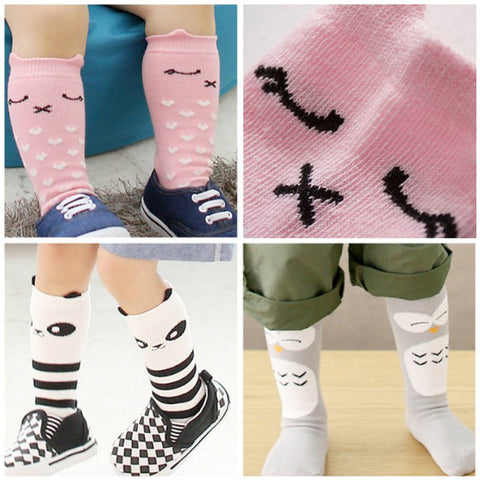 Baby Socks Girl Boy Animal Cotton Socks (10-24Months) (Anti-slip, Knee High)