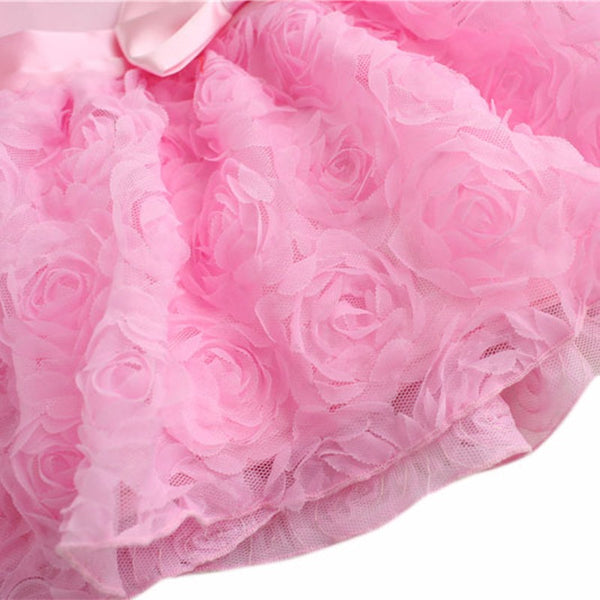 2019 New Baby Girls Pink Flower Dresses (0-5 Years)