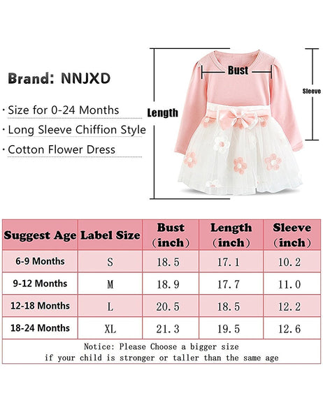 Baby Girl Long Sleeve Cotton Kids Casual Dress for Children