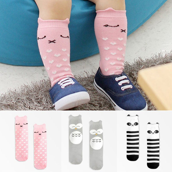 Baby Socks Girl Boy Animal Cotton Socks (10-24Months) (Anti-slip, Knee High)