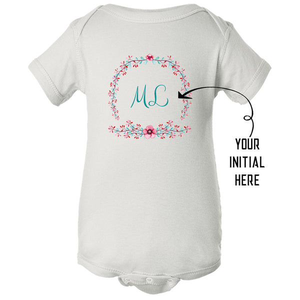 [FREE Shipping + 15% Off] Unique Gift Personalized Initial Colorful Wreath Blossom Baby Body Suit Family Matching Clothing Set [Expiry : Oct 12 (Fri)]