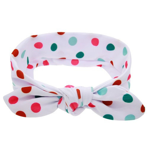 Girl DIY Rabbit Ears Headband cartoon pattern dot Turban Knot Headwrap Hair Band Halloween gift
