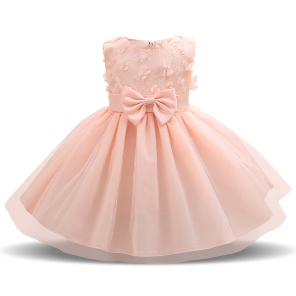 Girl Princess Flower Bow Knot Lace Baby Girls Party Dress