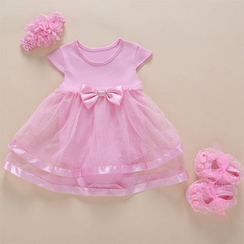 New Arrival Baby Girls Lace Pink Classic Dress Set (0-2years)