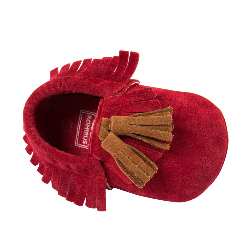 Red Moccasin with Brown Tassel - Soft PU Leather For Baby & Toddler