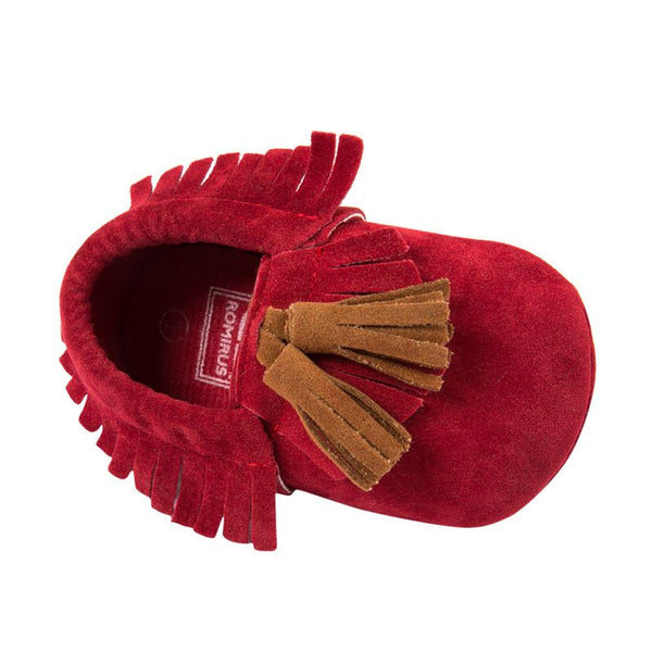 Red Moccasin with Brown Tassel - Soft PU Leather For Baby & Toddler