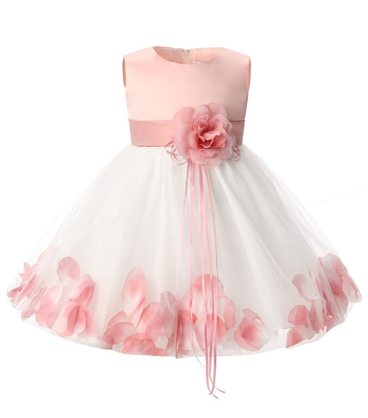 Girl Tutu Flower Petals Bow Bridal Dress for Toddler Girl ( 4 - 24 Months )