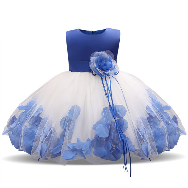 Girl Tutu Flower Petals Bow Bridal Dress for Toddler Girl ( 4 - 24 Months )