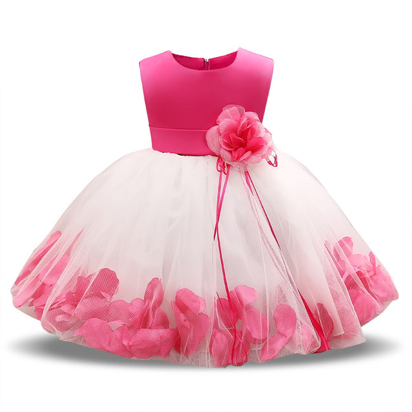 Girl Tutu Flower Petals Bow Bridal Dress for Toddler Girl ( 4 - 24 Months )