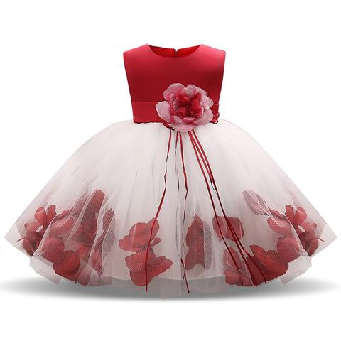 Girl Tutu Flower Petals Bow Bridal Dress for Toddler Girl ( 4 - 24 Months )