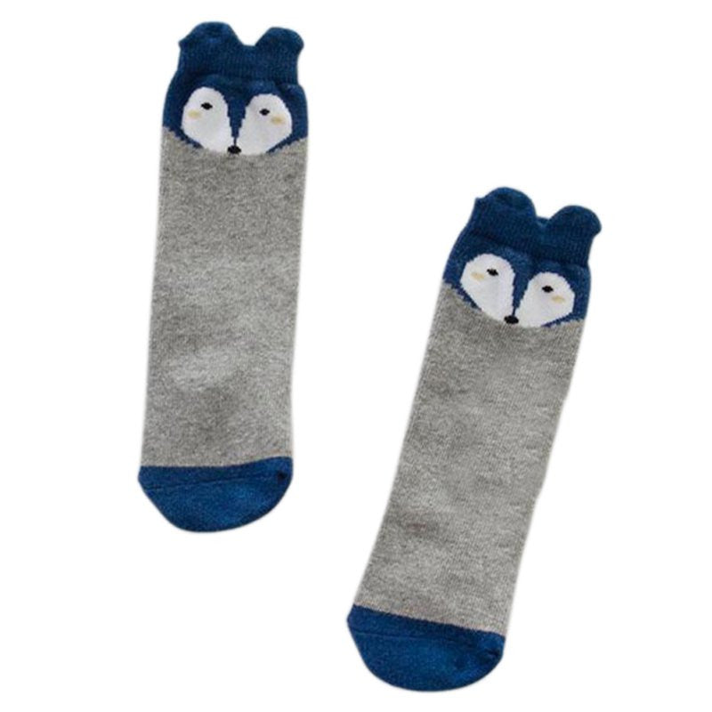 Baby Socks Girl Boy Animal Cotton Socks (13-24Months) (Anti-slip, Knee High)