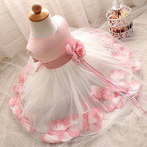 Girl Tutu Flower Petals Bow Bridal Dress for Toddler Girl ( 4 - 24 Months )