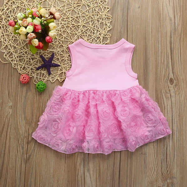 2019 New Baby Girls Pink Flower Dresses (0-5 Years)