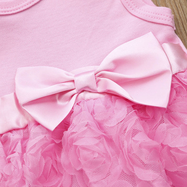 2019 New Baby Girls Pink Flower Dresses (0-5 Years)