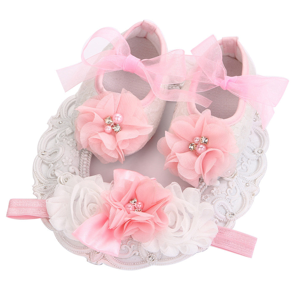 Fairy Collection (Set) : Rhinestone Headband & 3 Little Flowers Headband (SET) For Baby Girl