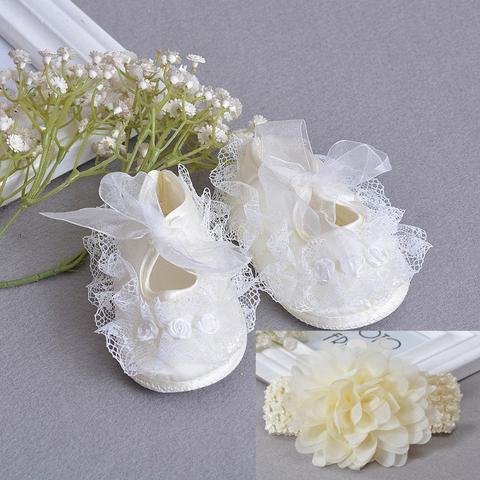 [Flash Sale + Free Shipping] Flowers Shoes & Princess Lace Headband For Cute Baby Girl (In One Set)!