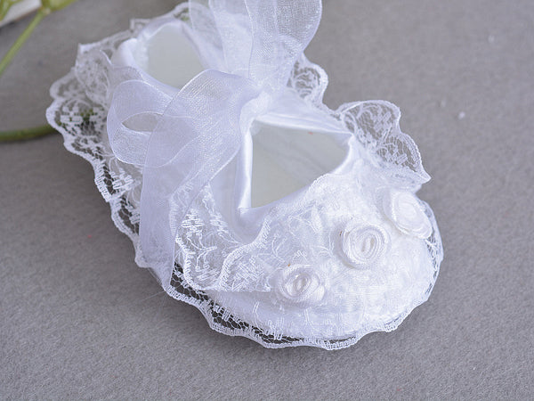 Flowers Shoes & Princess Lace Headband For Cute Baby Girl (In One Set)!