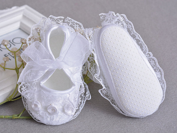 Flowers Shoes & Princess Lace Headband For Cute Baby Girl (In One Set)!