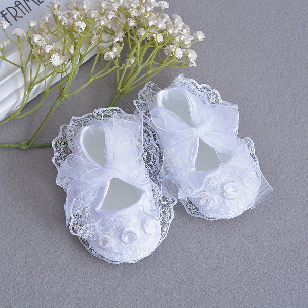 Flowers Shoes & Princess Lace Headband For Cute Baby Girl (In One Set)!