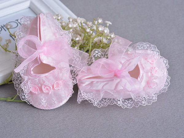 [Flash Sale + Free Shipping] Flowers Shoes & Princess Lace Headband For Cute Baby Girl (In One Set)!