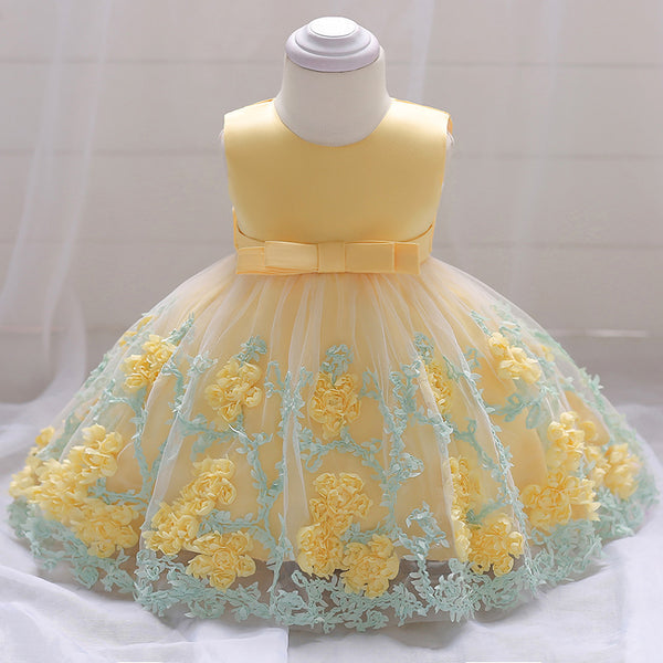 Baby Girl Dress Flowers Eye-Catching Dress (3-12 Months)