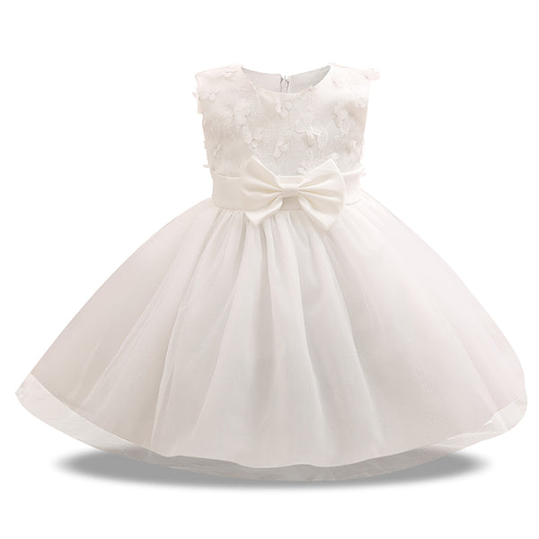 Girl Princess Flower Bow Knot Lace Baby Girls Party Dress