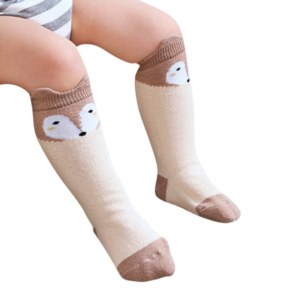 Baby Socks Girl Boy Animal Cotton Socks (13-24Months) (Anti-slip, Knee High)