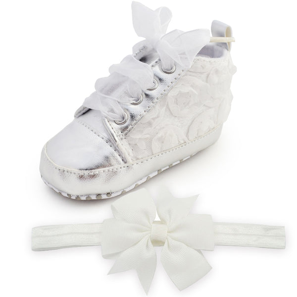 Fashion Flower Soft Baby Shoes & Headband (Set)