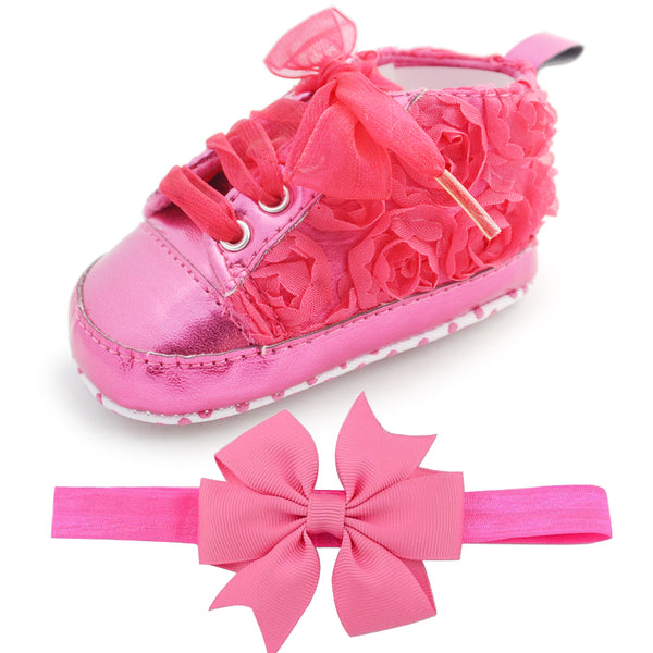Fashion Flower Soft Baby Shoes & Headband (Set)