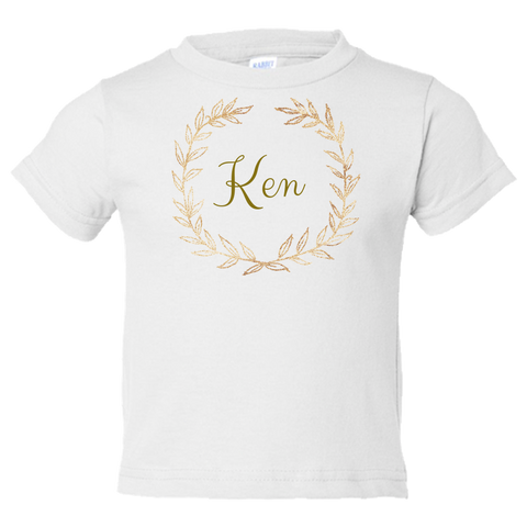 Unique Personalized Custom Name Initial Golden Wreath Toddler Tees Family Matching Clothing Set
