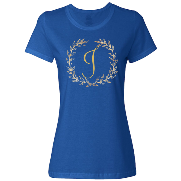 Unique Personalized Custom Name Initial Golden Wreath Ladies Classic Tees Family Matching Clothing Set