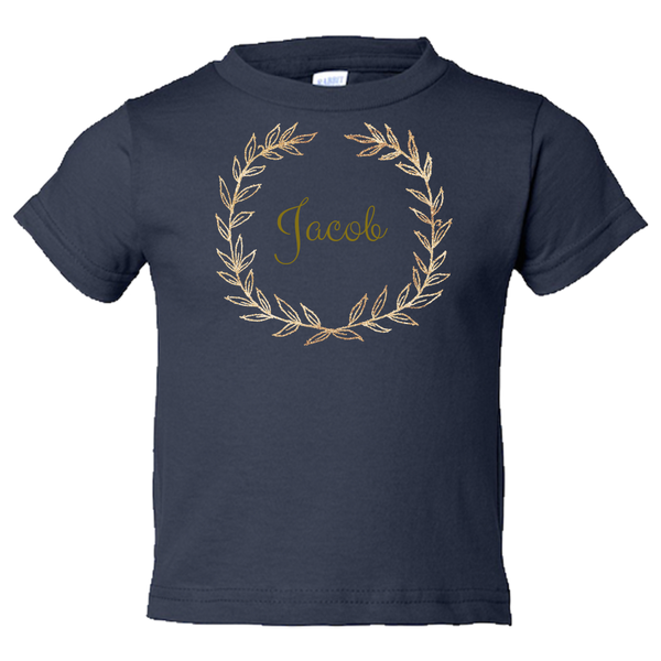 Unique Personalized Custom Name Initial Golden Wreath Toddler Tees Family Matching Clothing Set