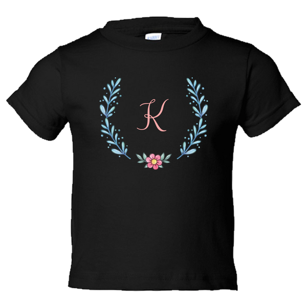Unique Tee Personalized Wreath Custom Name Initial Winter Toddler Tees Family Matching Clothing Set (Winter Wreath Collection)