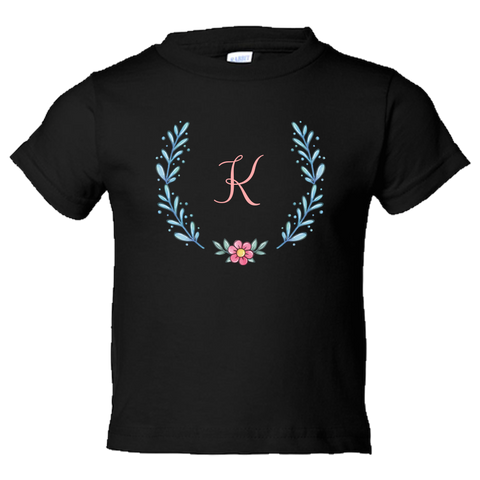 Unique Tee Personalized Wreath Custom Name Initial Winter Toddler Tees Family Matching Clothing Set (Winter Wreath Collection)