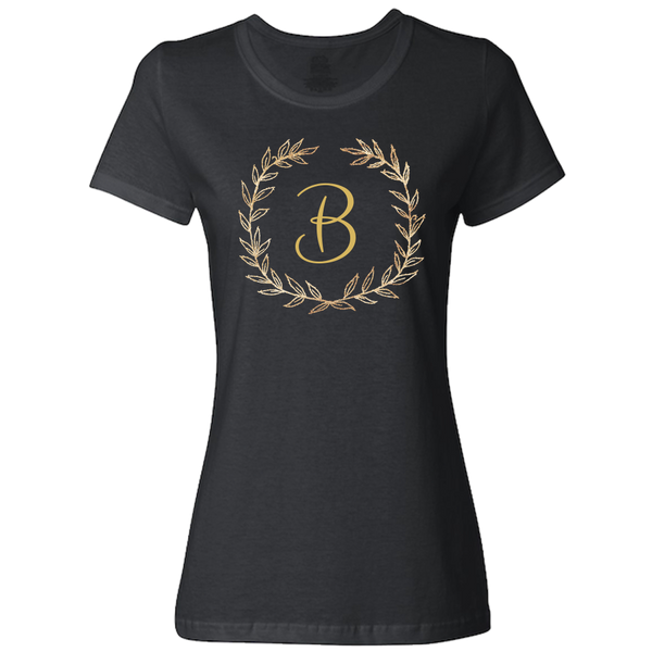 Unique Personalized Custom Name Initial Golden Wreath Ladies Classic Tees Family Matching Clothing Set