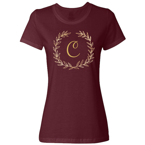 Unique Personalized Custom Name Initial Golden Wreath Ladies Classic Tees Family Matching Clothing Set