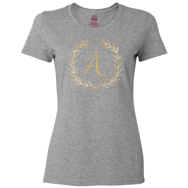 Unique Personalized Custom Name Initial Golden Wreath Ladies Classic Tees Family Matching Clothing Set