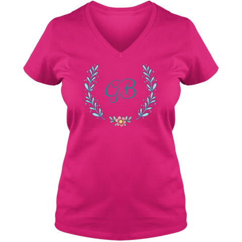 Unique Tee Personalized Wreath Custom Name Initial Winter  Ladies V Neck Tee Family Matching Clothing Set (Winter Wreath Collection)