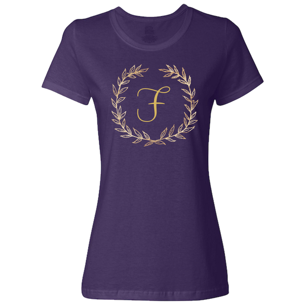Unique Personalized Custom Name Initial Golden Wreath Ladies Classic Tees Family Matching Clothing Set