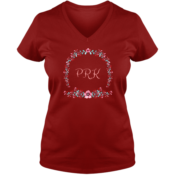 [FREE Shipping + 15% OFF] Unique Personalized Initial Colorful Wreath Blossom Ladies V Neck Tee Family Matching Clothing Set [Expiry : Oct 12 (Fri)]