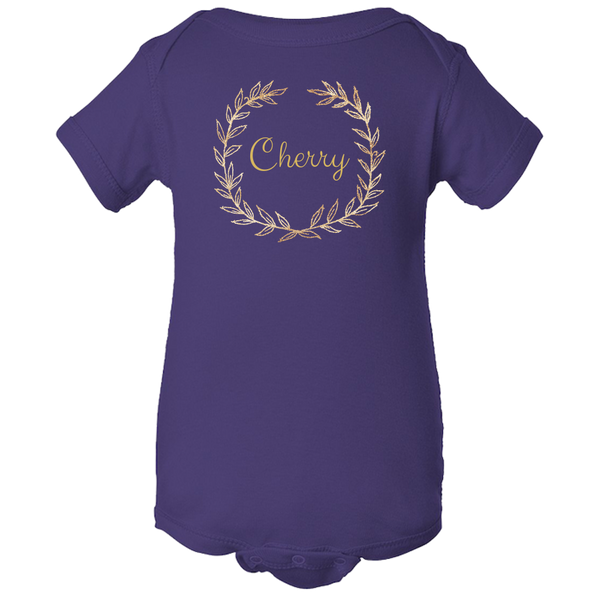 Unique Personalized Custom Name Initial Golden Wreath Baby Body Suit Family Matching Clothing Set